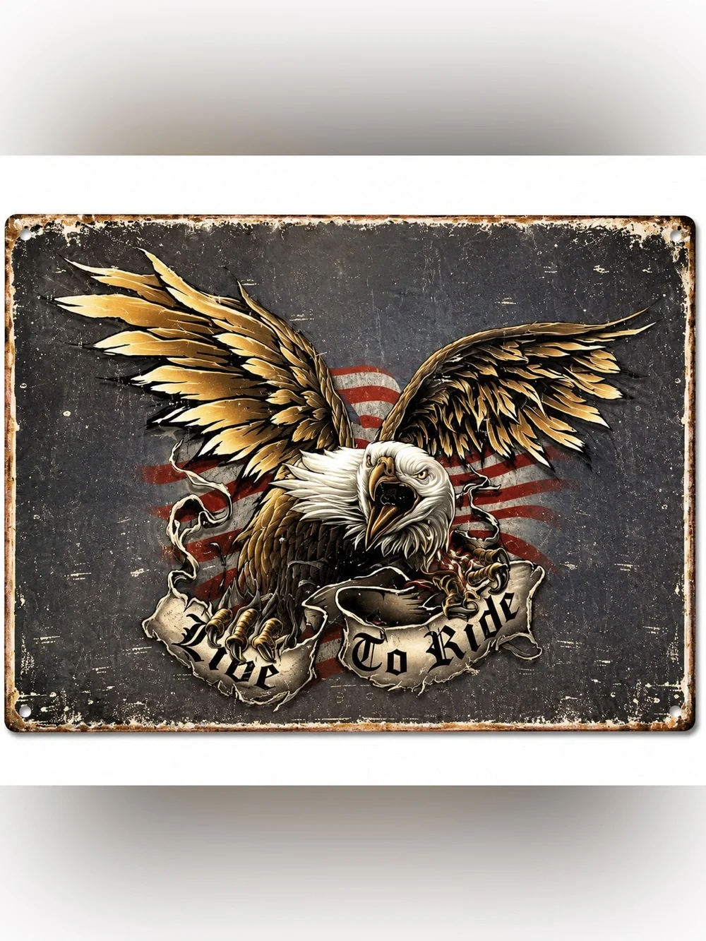 NEW Eagle Live To Ride Metal Sign